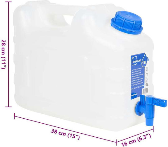 vidaXL 155040 Πλαστικό Μπιτόνι με Κάνουλα 12lt