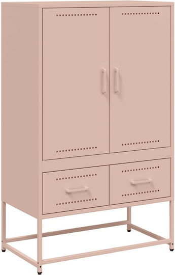Δίφυλλη Ντουλάπα με 2 Συρτάρια Ροζ 68x39x111.5cm