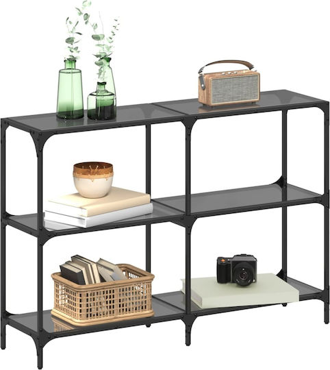 Console Table Metal with Glass Surface Black Velvet-Black Metal L118.5xW30xH81cm