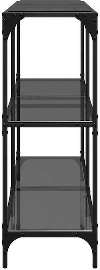 Console Table Metal with Glass Surface Black Velvet-Black Metal L118.5xW30xH81cm