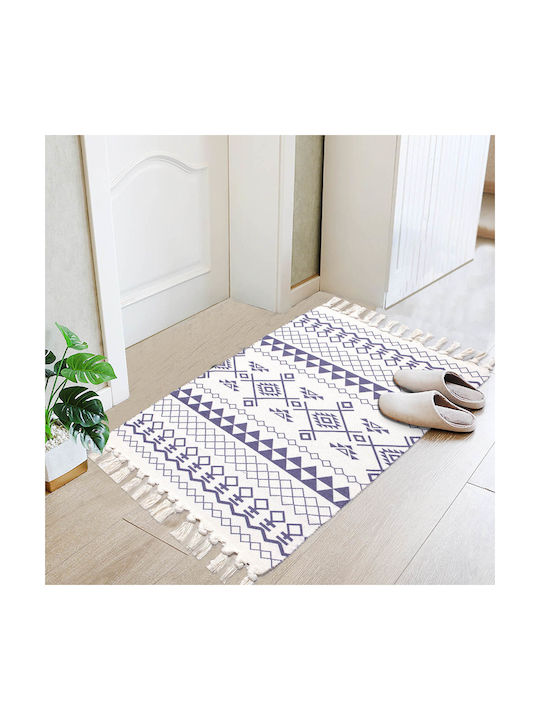 Uncle George Rug Rectangular Summer Cotton White Blue