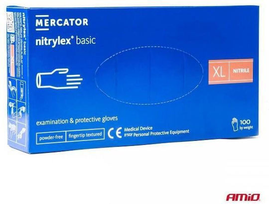 AMiO Arbeitshandschuhe Einweg Blau Nitril 100Stück