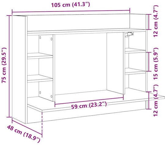 Schreibtisch Holz Black 105x48x75cm