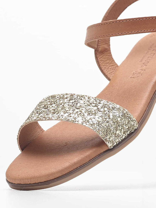 Eva Frutos Leder Damen Flache Sandalen SABANA GL ORO