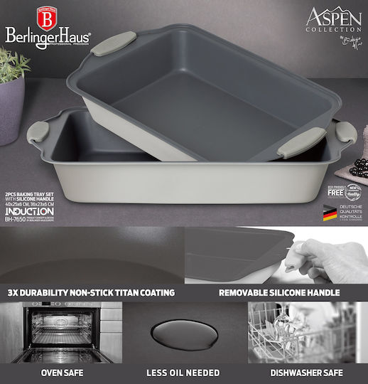 Berlinger Haus Baking Pan Made of Stainless Steel with Non-Stick Interior Coating 23x36cm 2 Pieces