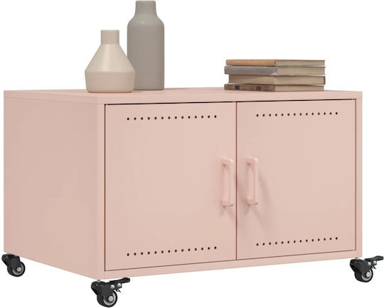 vidaXL Rechteckiger Beistelltisch Aus Metall Rosa M68xL50xH43,5cm