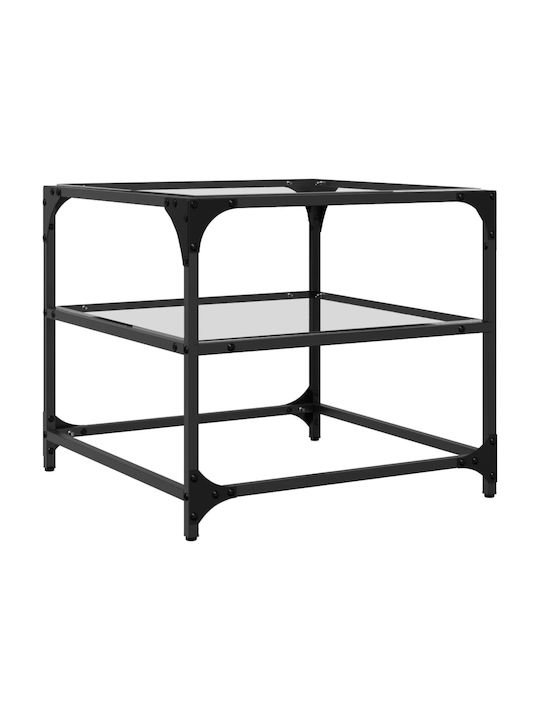 Square Glass Side Table Transparent 50x50x45 cm