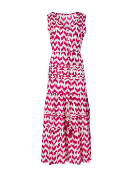 Summer Midi Shirt Dress Fuchsia