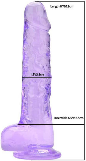 Loving Joy Ρεαλιστικό Dildo με Όρχεις Μωβ 20cm