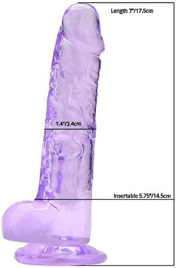 Loving Joy Ρεαλιστικό Dildo με Όρχεις Μωβ 18cm