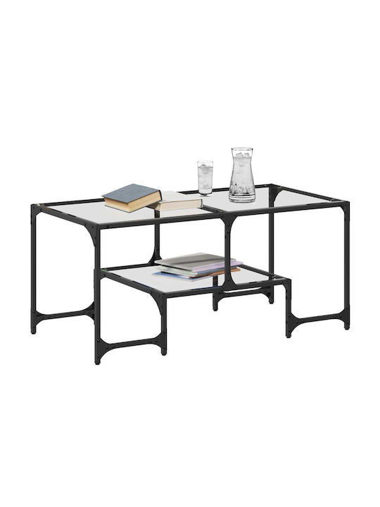 Rechteckiger Zentraler Kaffeetisch Aus Glas Transparent M98.5xB50xH45cm