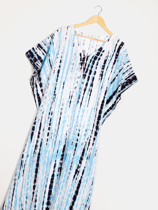 Women's Blue Print Kaftan Dress