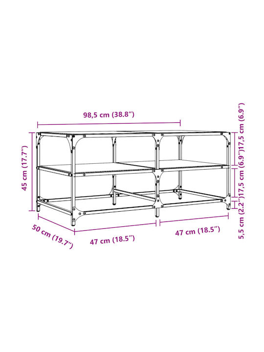 Rectangular Central Glass Transparent Coffee Table M98.5xW50xH45cm