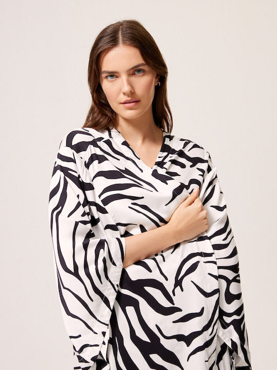 Diverse Women's Kimono Beachwear Black-white