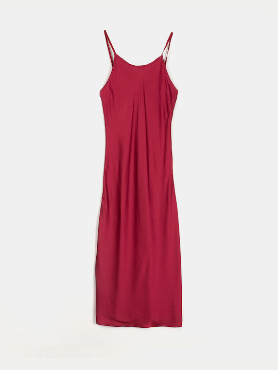 Midi Satin Strappy Nightdress Bordeaux Bordeaux