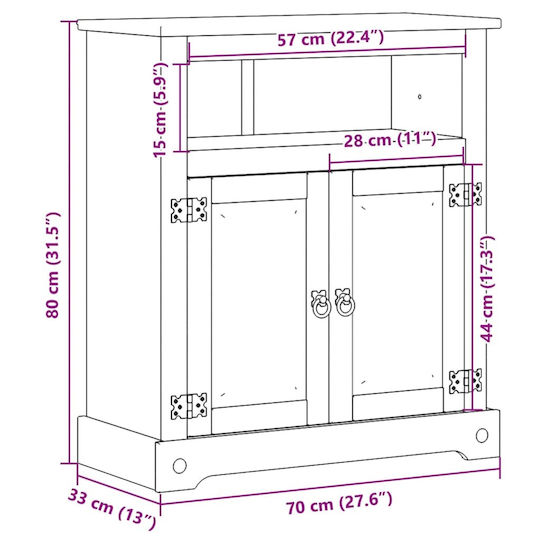 vidaXL Bathroom Cabinet L70xW33xH80cm Brown