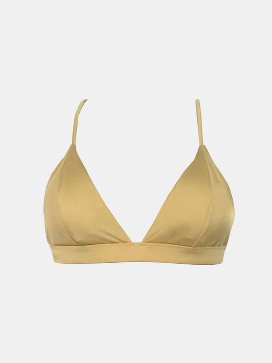 Sportliches Triangel-Bikini-Oberteil, elastisch, Gold