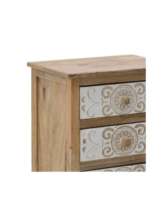 Chest of Drawers of Solid Wood Natural White 72x35x76cm