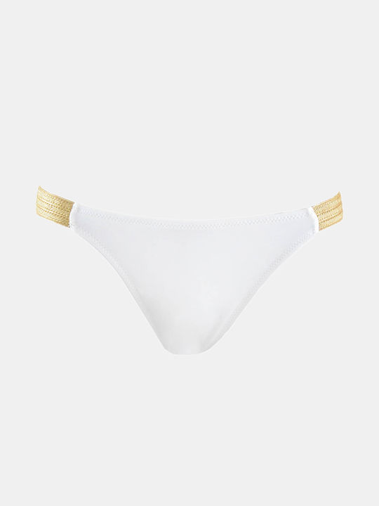 Women's Bikini Bottom Elastic Gold White