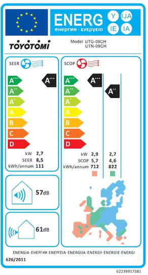 Toyotomi Umi Κλιματιστικό Inverter 9000 BTU A+++/A++ με WiFi και Ιονιστή