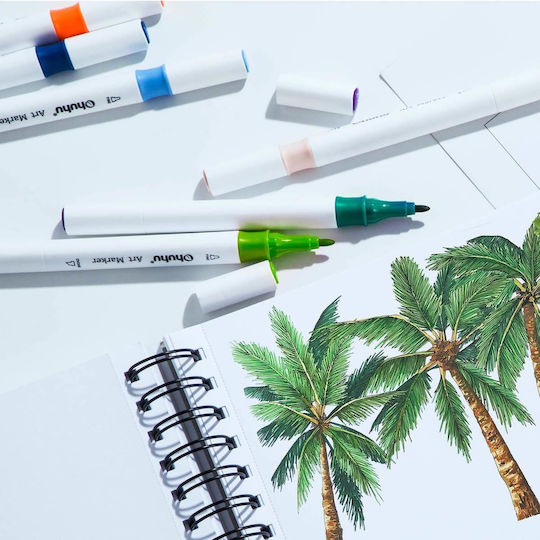 Ohuhu Oahu Fine & Chisel 48 Alcohol Drawing Markers Basic Colors