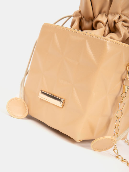 Cube Quilted Chain Bag Beige Beige