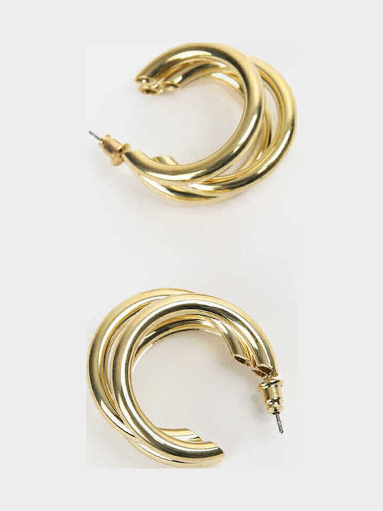 Rock Club Earrings Hoops Gold Plated