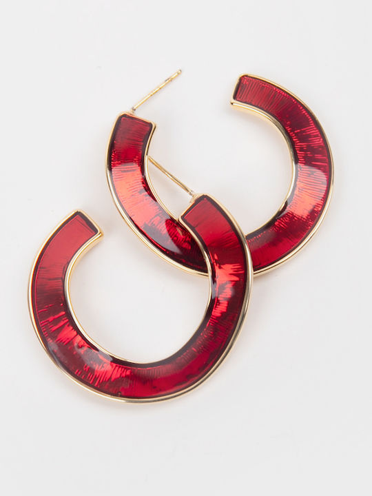 Dangling Round Earrings Red Red