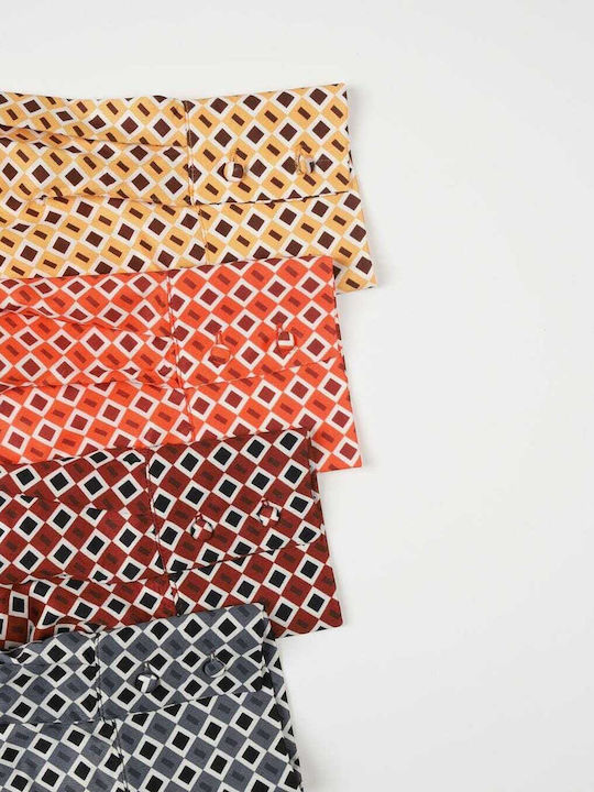 Satin Geometric Pattern Orange Shirt