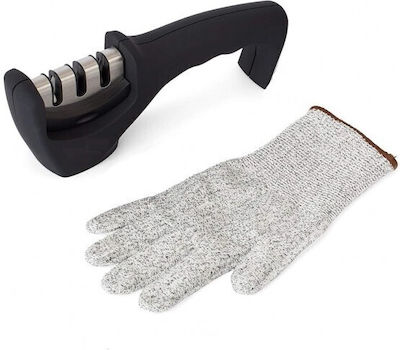 Aj Handheld Knife Sharpener with 3 Levels Set with Cut-Resistant Glove 21x5.7x8.6cm