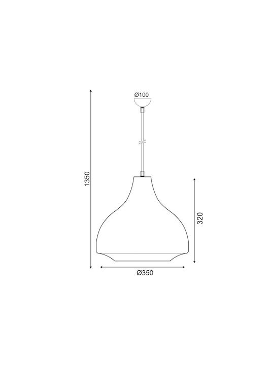 Aca Висящо Осветително Тяло Тюркоазен Bell с Цокъл E27 35x135см.