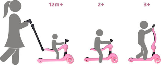Jokomisiada Trotinetă pentru Copii Pliabil Tiny Bike 2-in-1 3 roți cu scaun Roz
