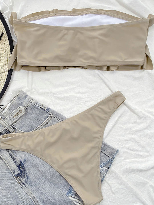 Strapless Beige Bikini Set