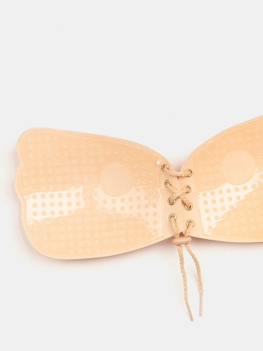 Beige Spitze Push-Up-BH zum Aufkleben