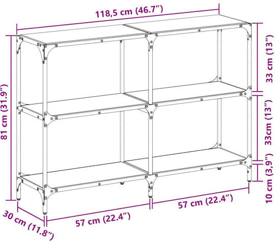 Konsole Transparent L118.5xB30xH81cm