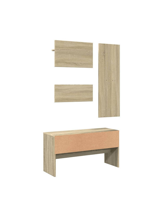 Entry Furniture with Mirror / Hanger / Shoe Rack & Bench Coffee 90x31x46.5cm