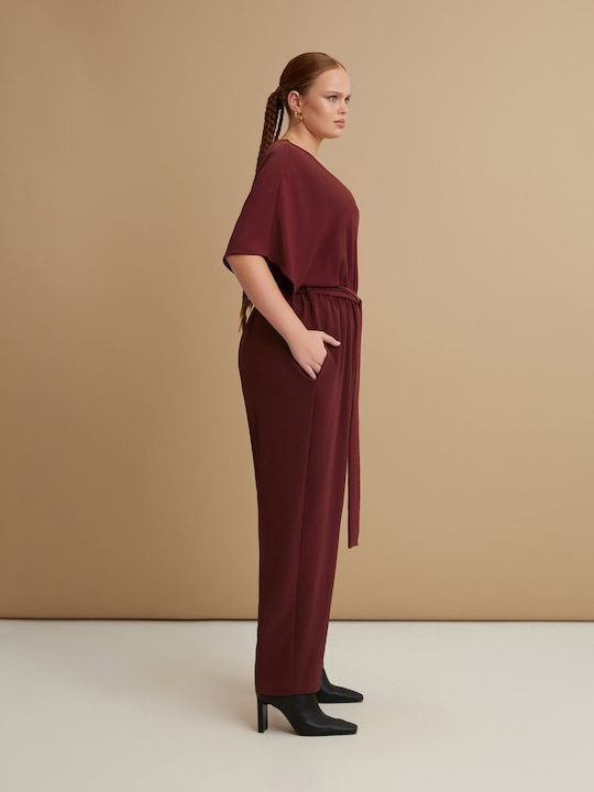 Mat Fashion Women's One-piece Suit Burgundy