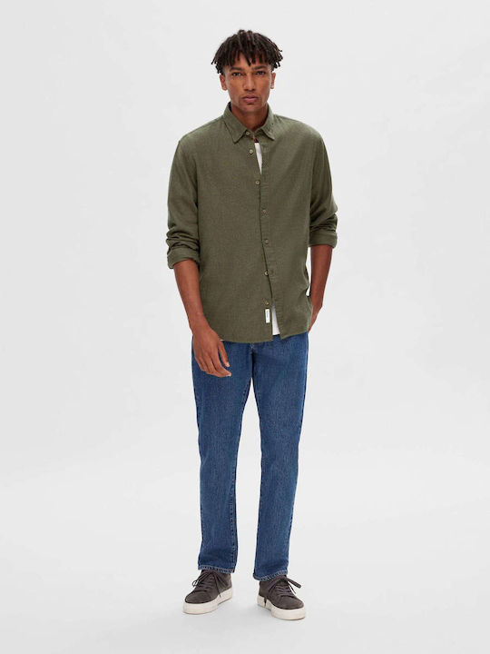 Selected Men's Shirt Long Sleeve Cotton Olive