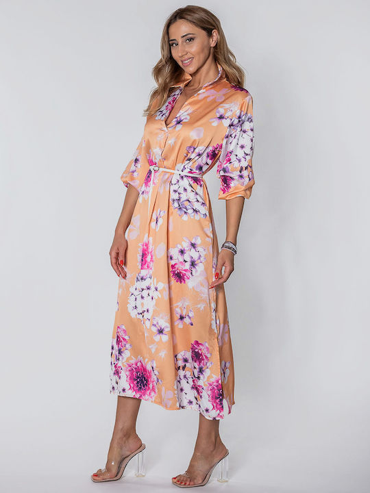 Midi Shirt Satin Lilium Dress