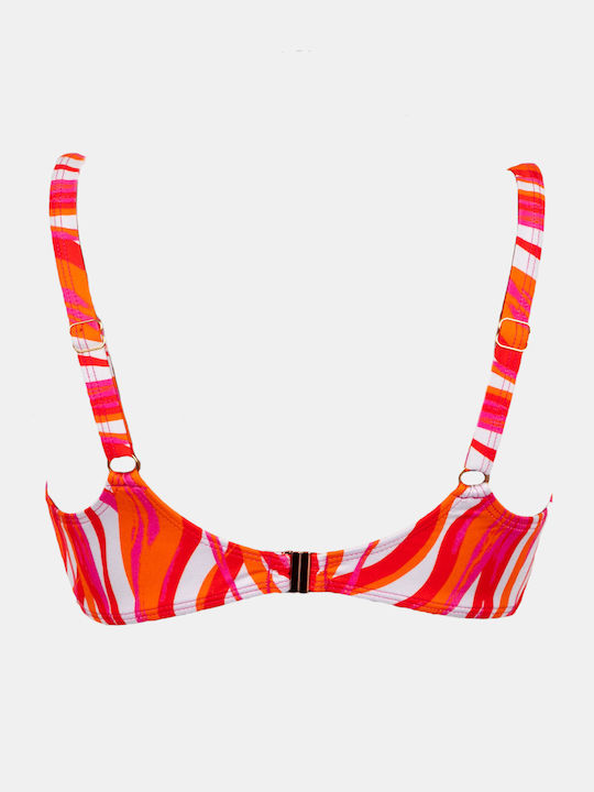 Top bikini cu sârmă moale și imprimeu valuri