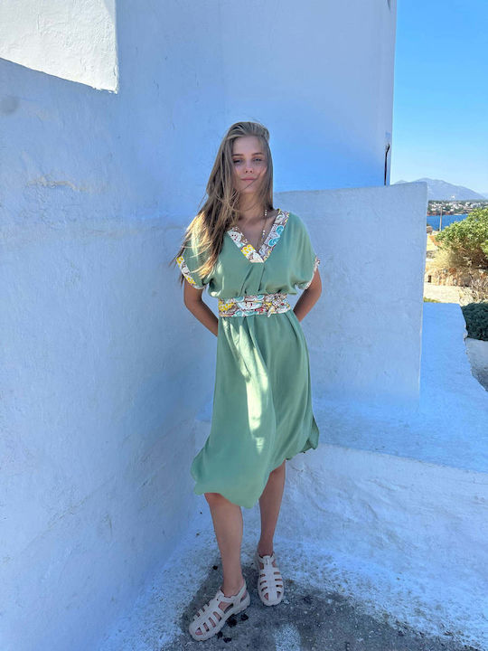 Achilleas Accessories Γυναικείο Καφτάνι Παραλίας Χακι