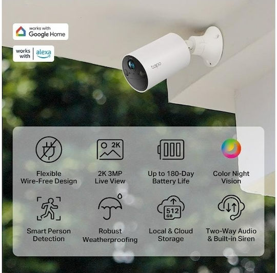 TP-LINK Tapo C410 (Camera only) v1 IP Surveillance Camera Wi-Fi Full HD+ 3MP Waterproof Battery Powered with Two-Way Communication