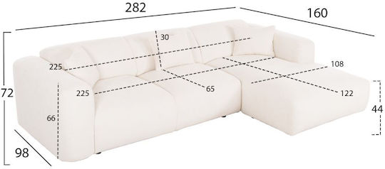 Bricken Ecke Sofa mit Rechte Ecke Weiß 282x160x72cm