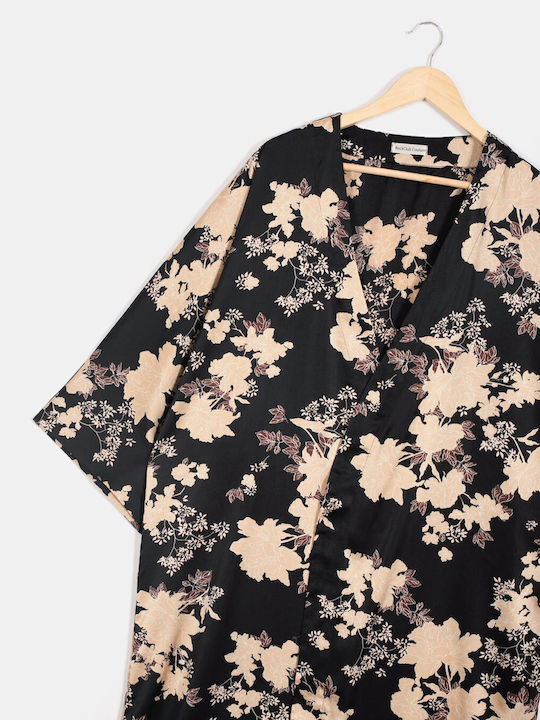 Langer übergroßer Pfingstrosen-Kimono