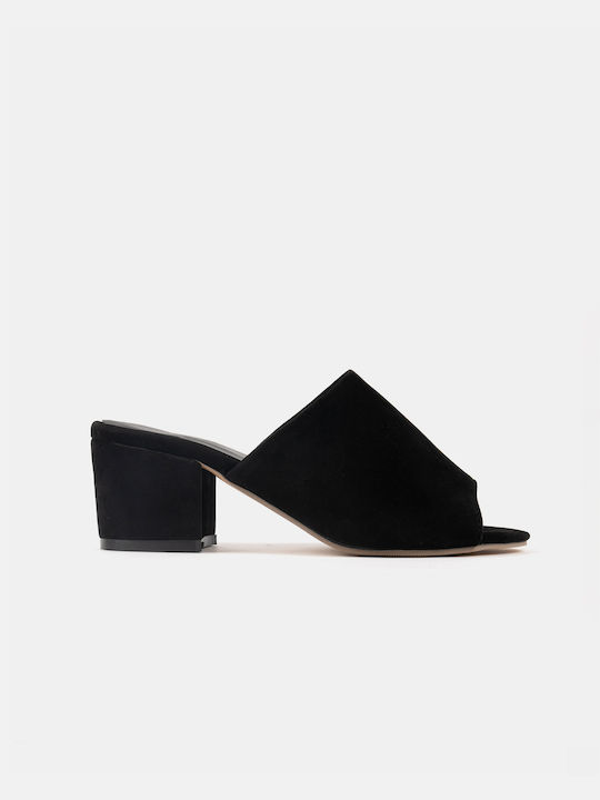 Women's Black Heeled Mule