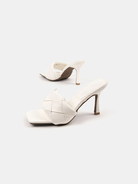 Women's Mule Thin Heel White