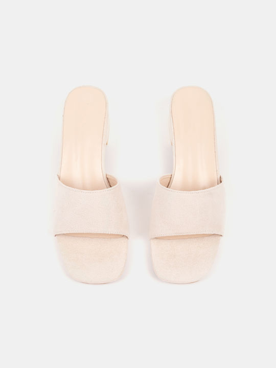 Women's Mules Beige Beige Suede Details