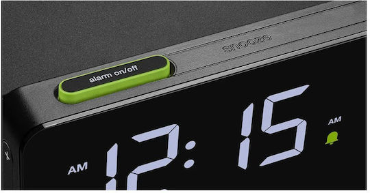 Braun Tabletop Digital Clock LCD with Alarm Clock and Wireless Charging Black BC21B