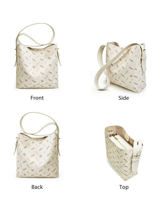 Leather Women's Bag Shopper Shoulder Beige