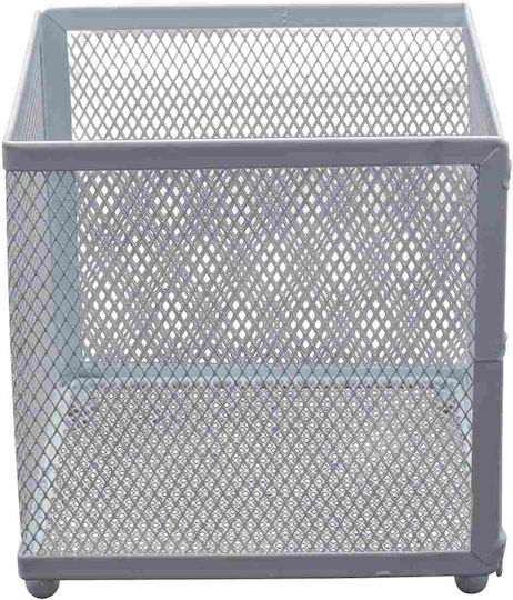 Suport pentru creioane din metal, unchiul George, alb sau negru, dimensiuni 13x13x13cm, organizator de birou, alb